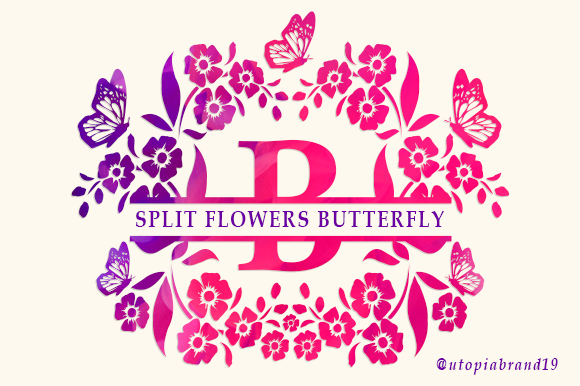 Split Flowers Butterfly Monogram: A Decorative Font for Crafters